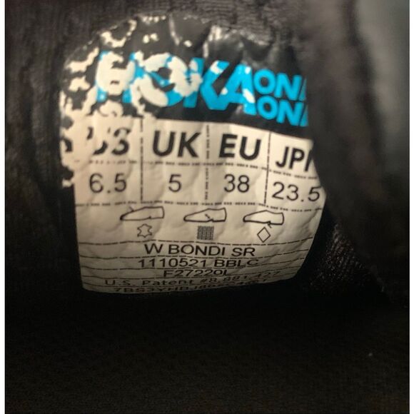 HOKA ONE Bondi black leather Slip Oil Resistant Sneakers Gym Work SHOES women’s - Picture 7 of 13